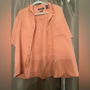 Large peach short sleeve button up